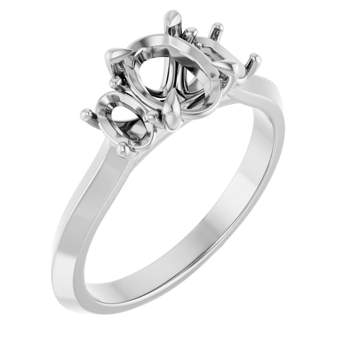 Claw-Prong Three-Stone Engagement Ring