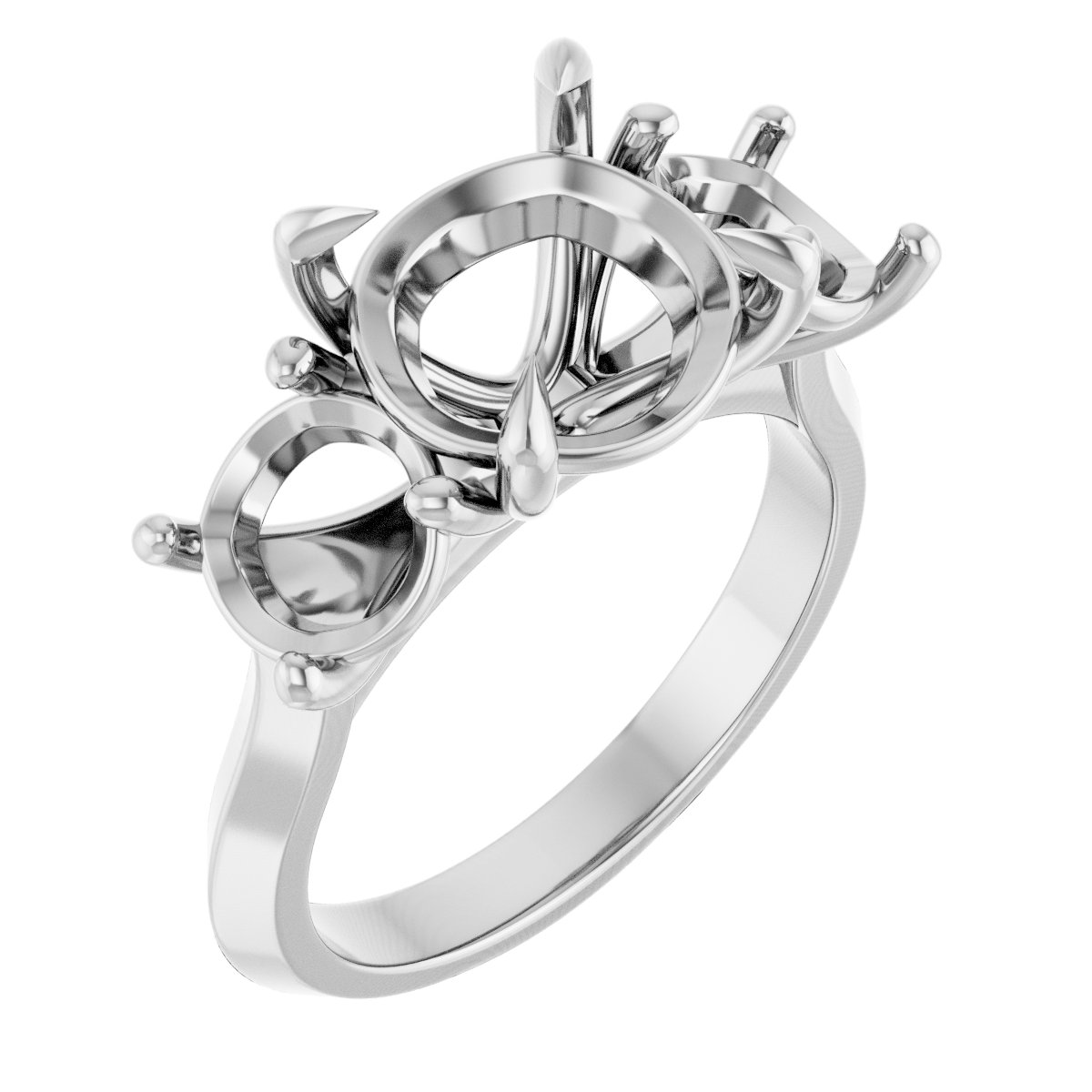 Claw-Prong Three-Stone Engagement Ring