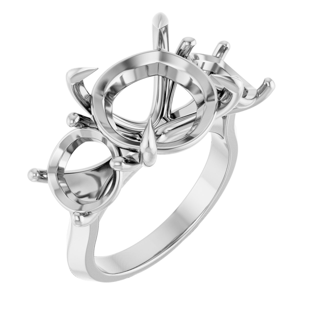 Claw-Prong Three-Stone Engagement Ring