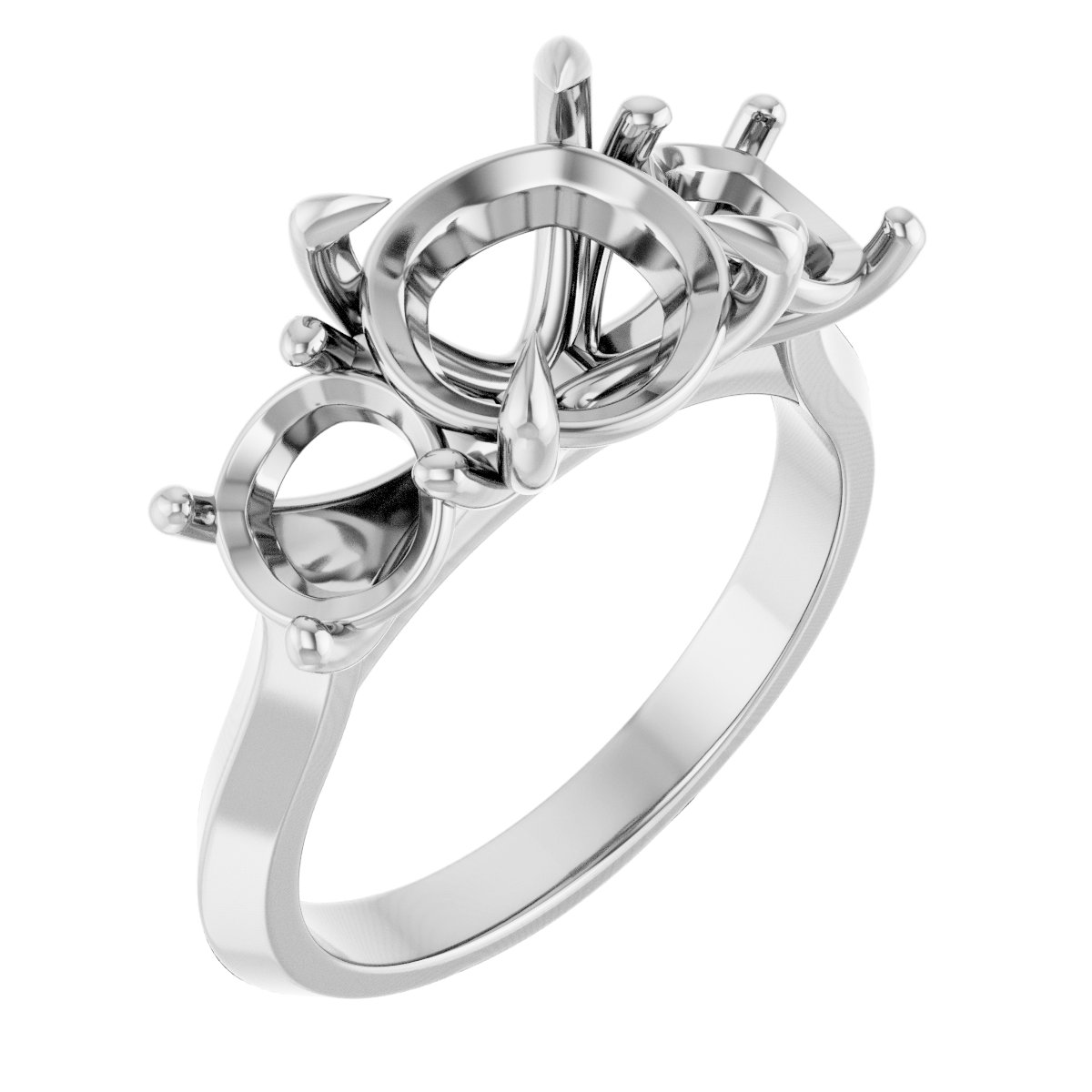 Claw-Prong Three-Stone Engagement Ring