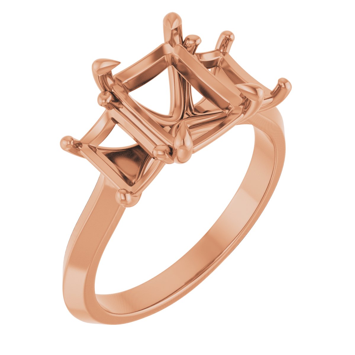 Claw-Prong Three-Stone Engagement Ring
