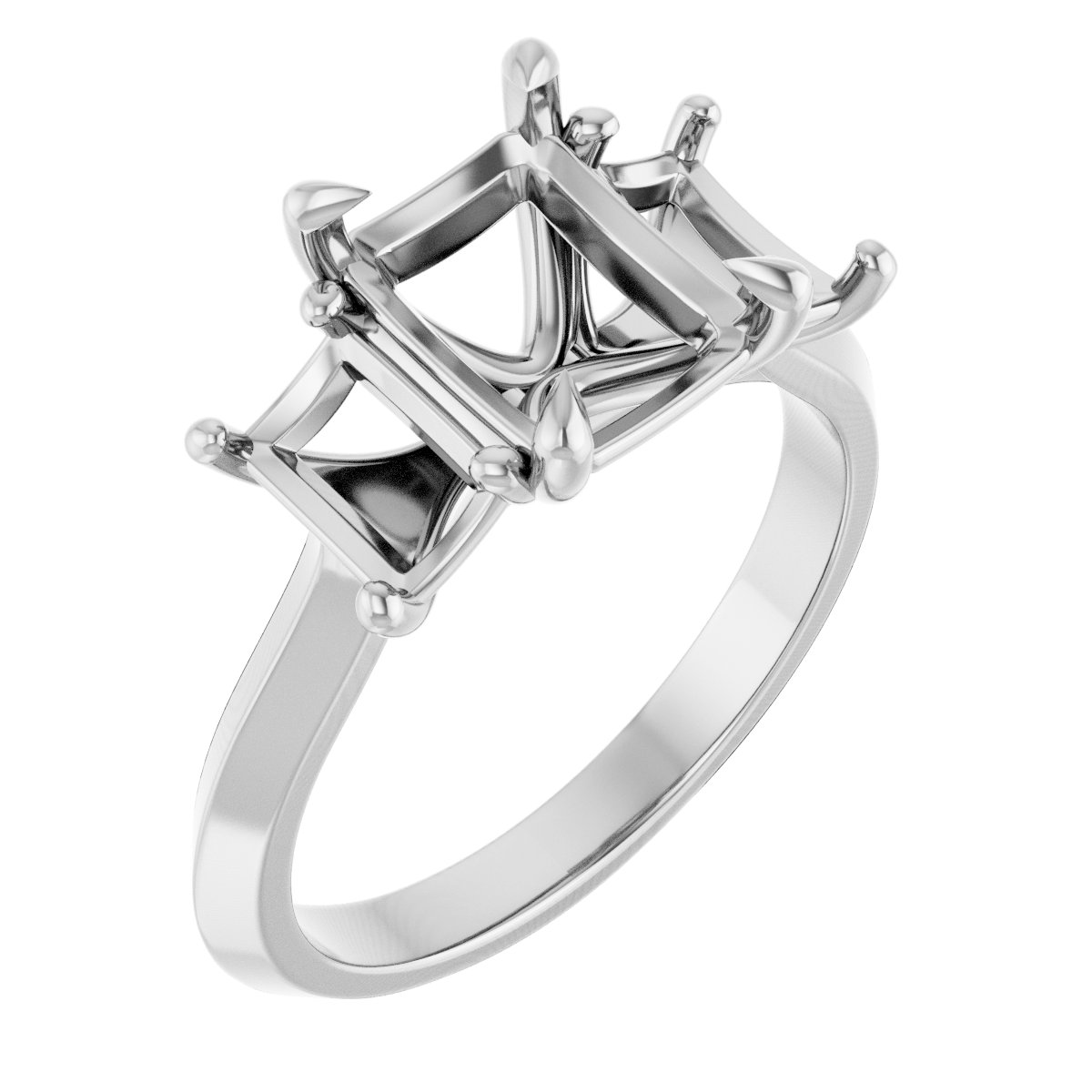 Claw-Prong Three-Stone Engagement Ring