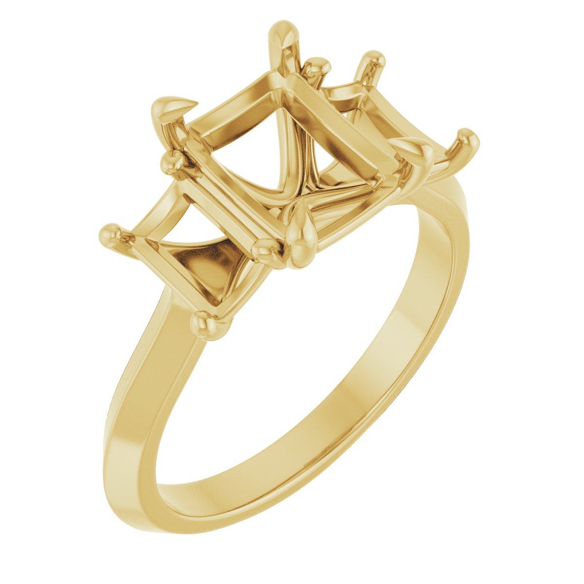 Claw-Prong Three-Stone Engagement Ring
