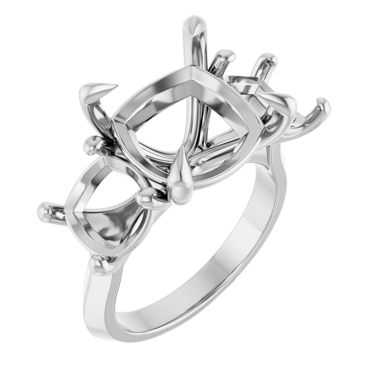 Claw-Prong Three-Stone Engagement Ring