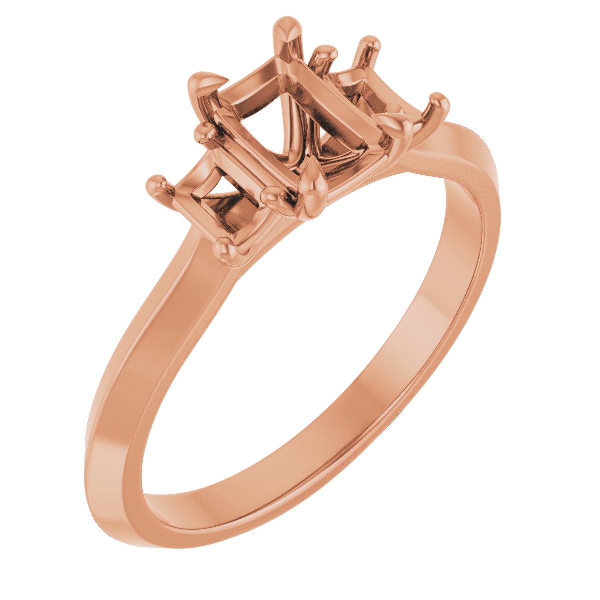 Claw-Prong Three-Stone Engagement Ring