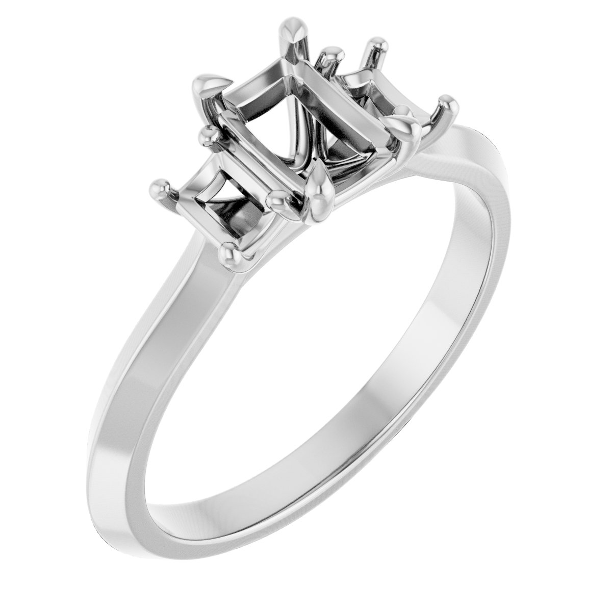 Claw-Prong Three-Stone Engagement Ring