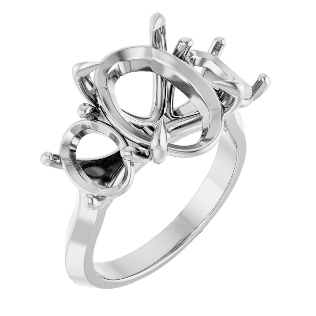 Claw-Prong Three-Stone Engagement Ring