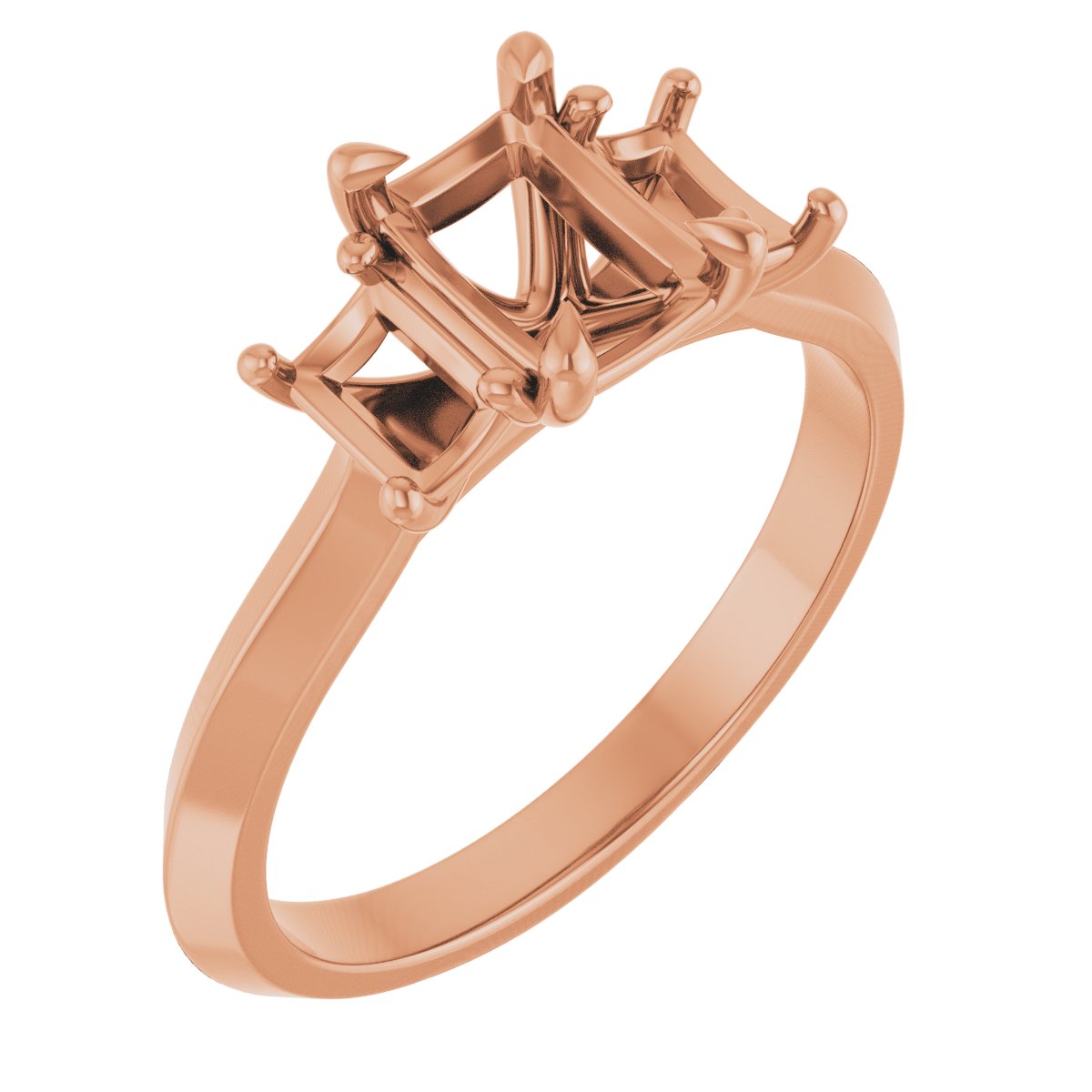 Claw-Prong Three-Stone Engagement Ring