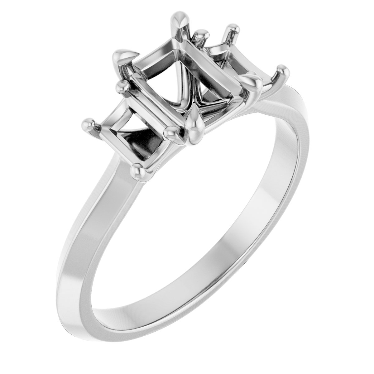 Claw-Prong Three-Stone Engagement Ring