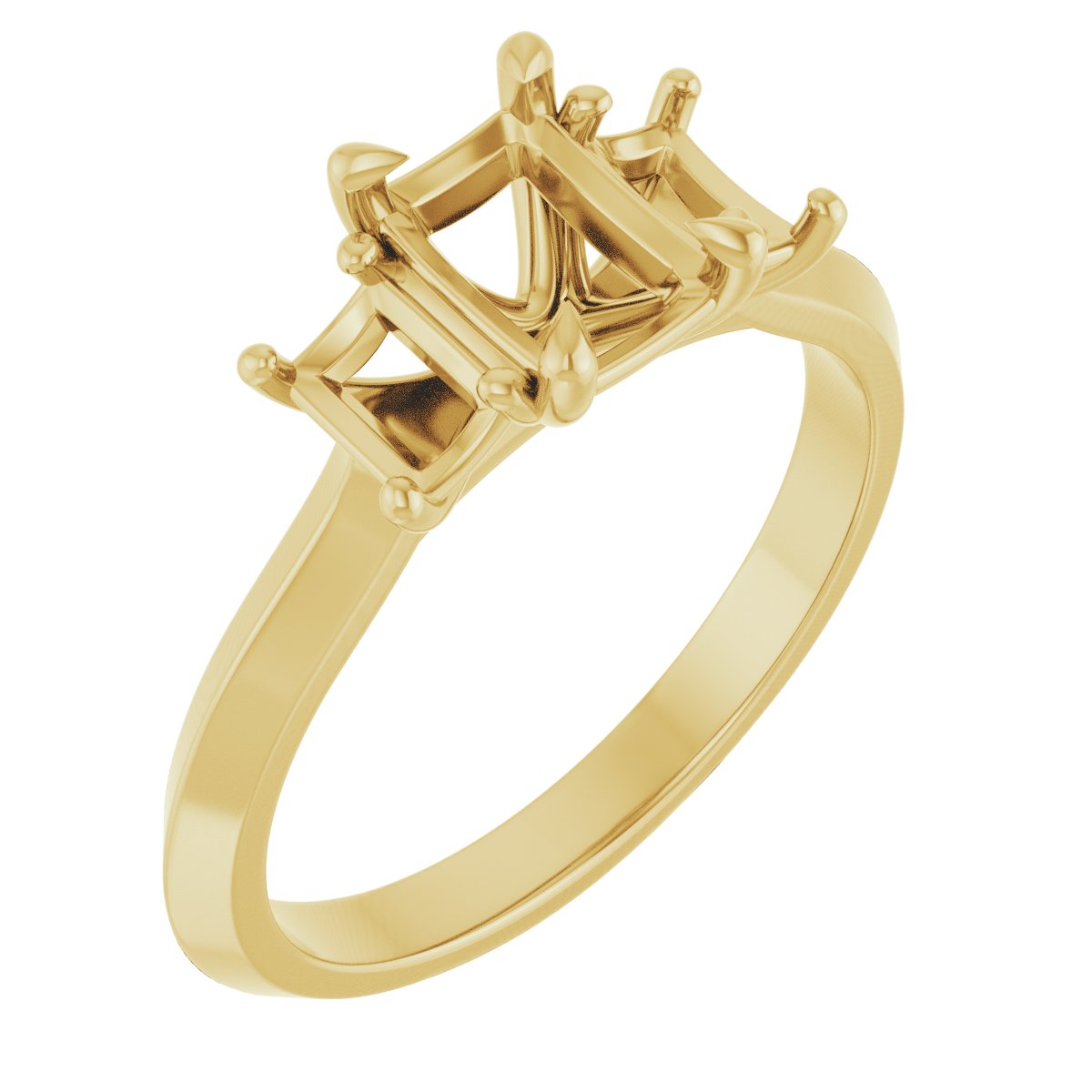 Claw-Prong Three-Stone Engagement Ring