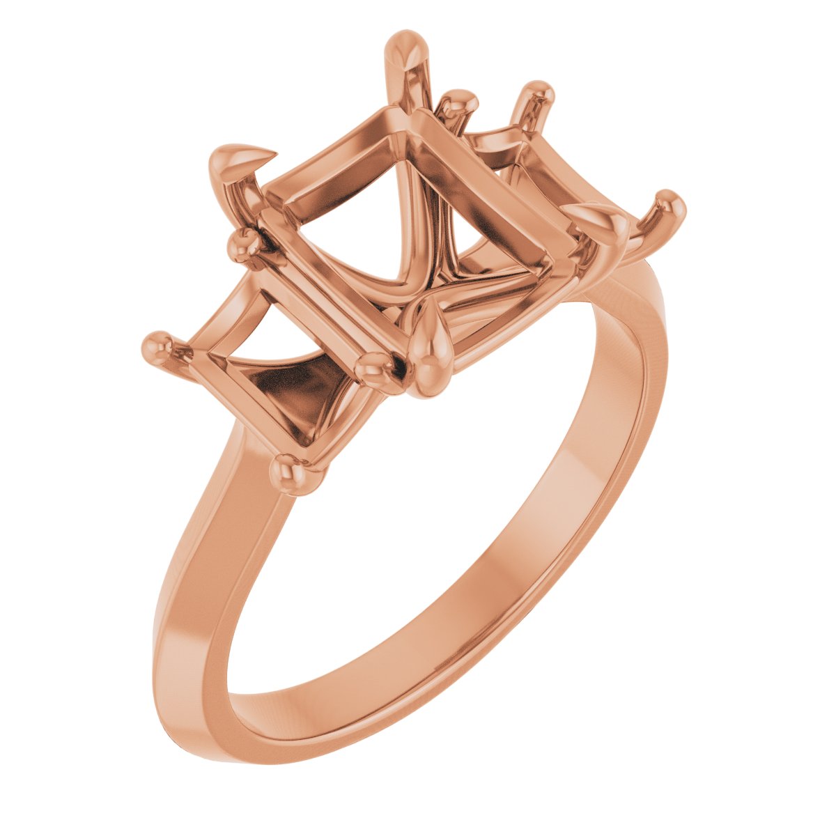 Claw-Prong Three-Stone Engagement Ring