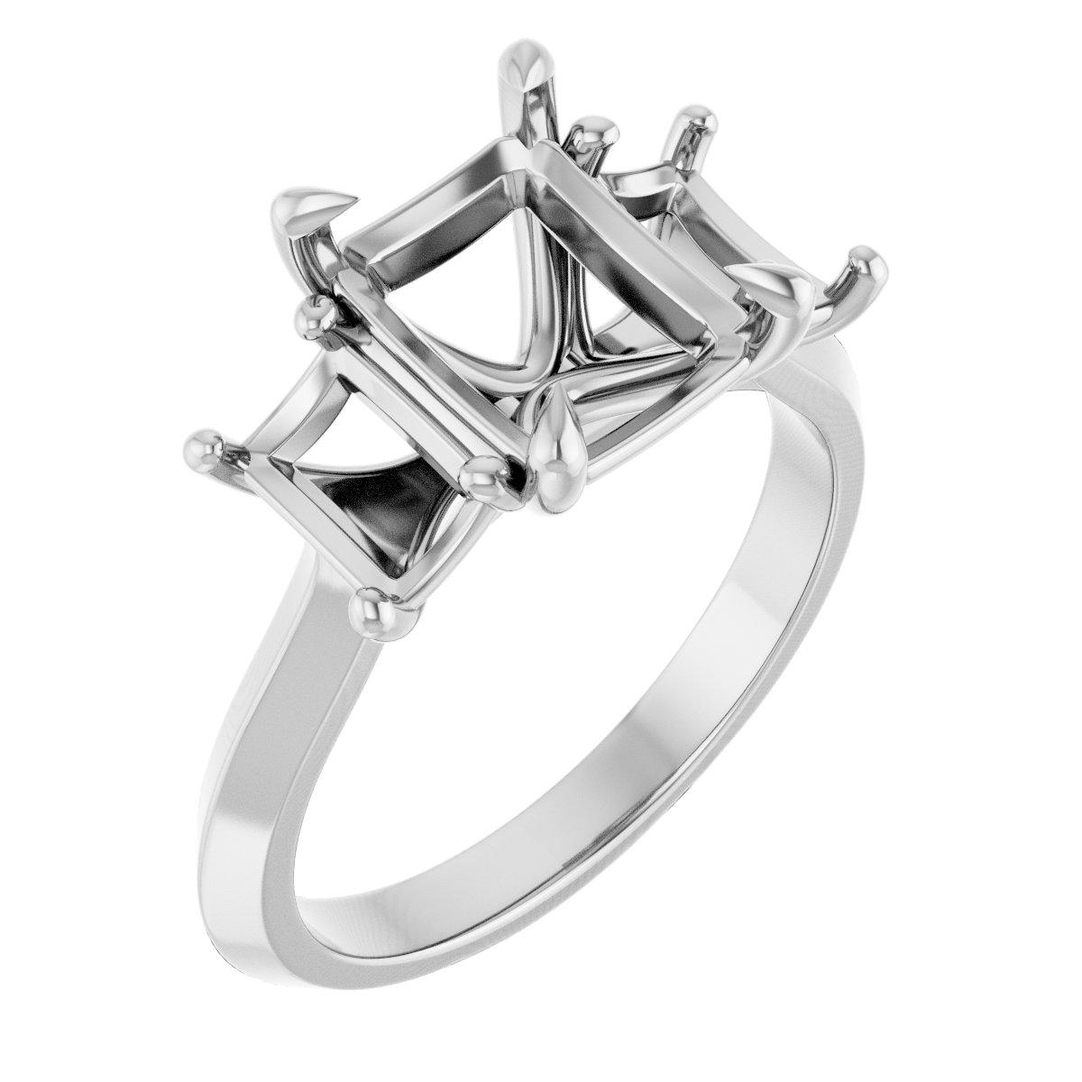 Claw-Prong Three-Stone Engagement Ring