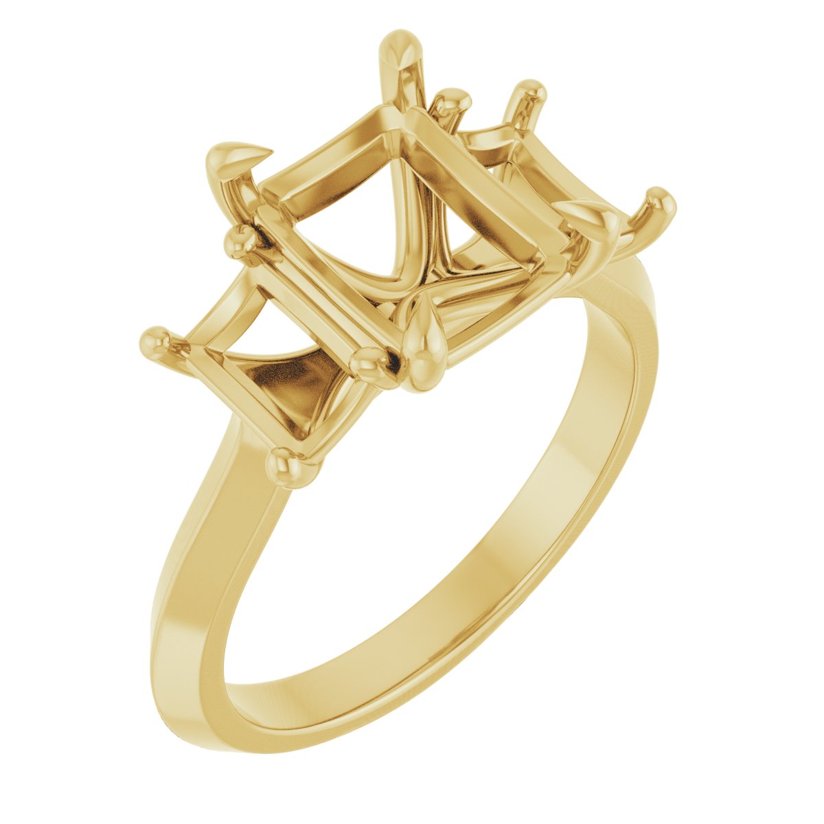 Claw-Prong Three-Stone Engagement Ring