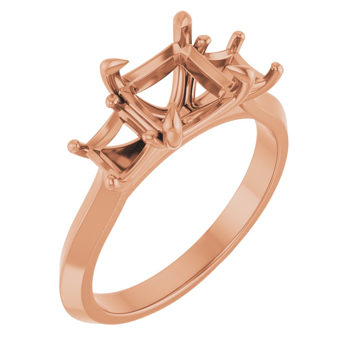 Claw-Prong Three-Stone Engagement Ring
