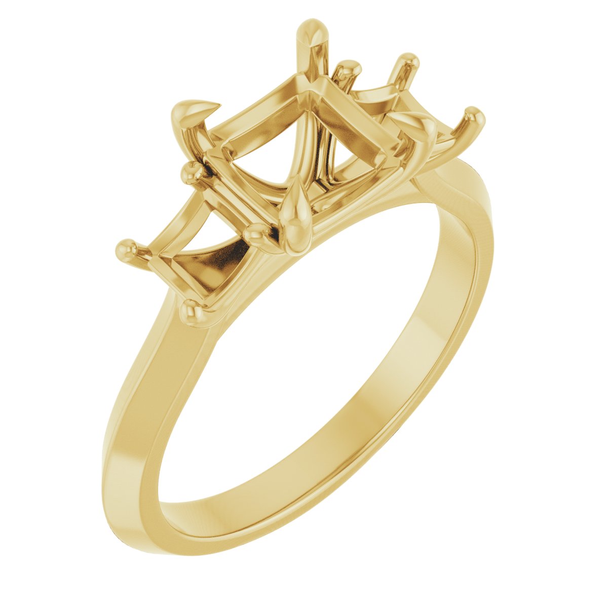 Claw-Prong Three-Stone Engagement Ring