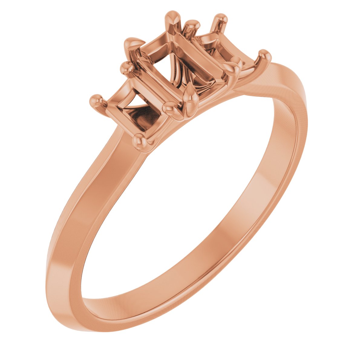 Claw-Prong Three-Stone Engagement Ring