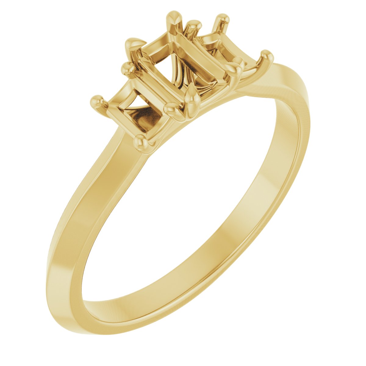 Claw-Prong Three-Stone Engagement Ring