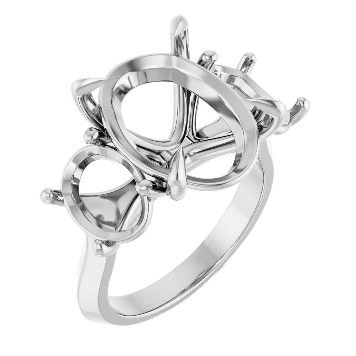 Claw-Prong Three-Stone Engagement Ring