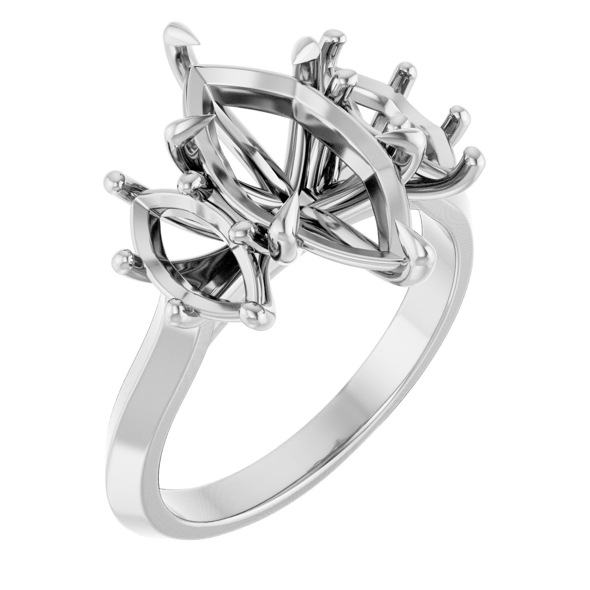 Claw-Prong Three-Stone Engagement Ring