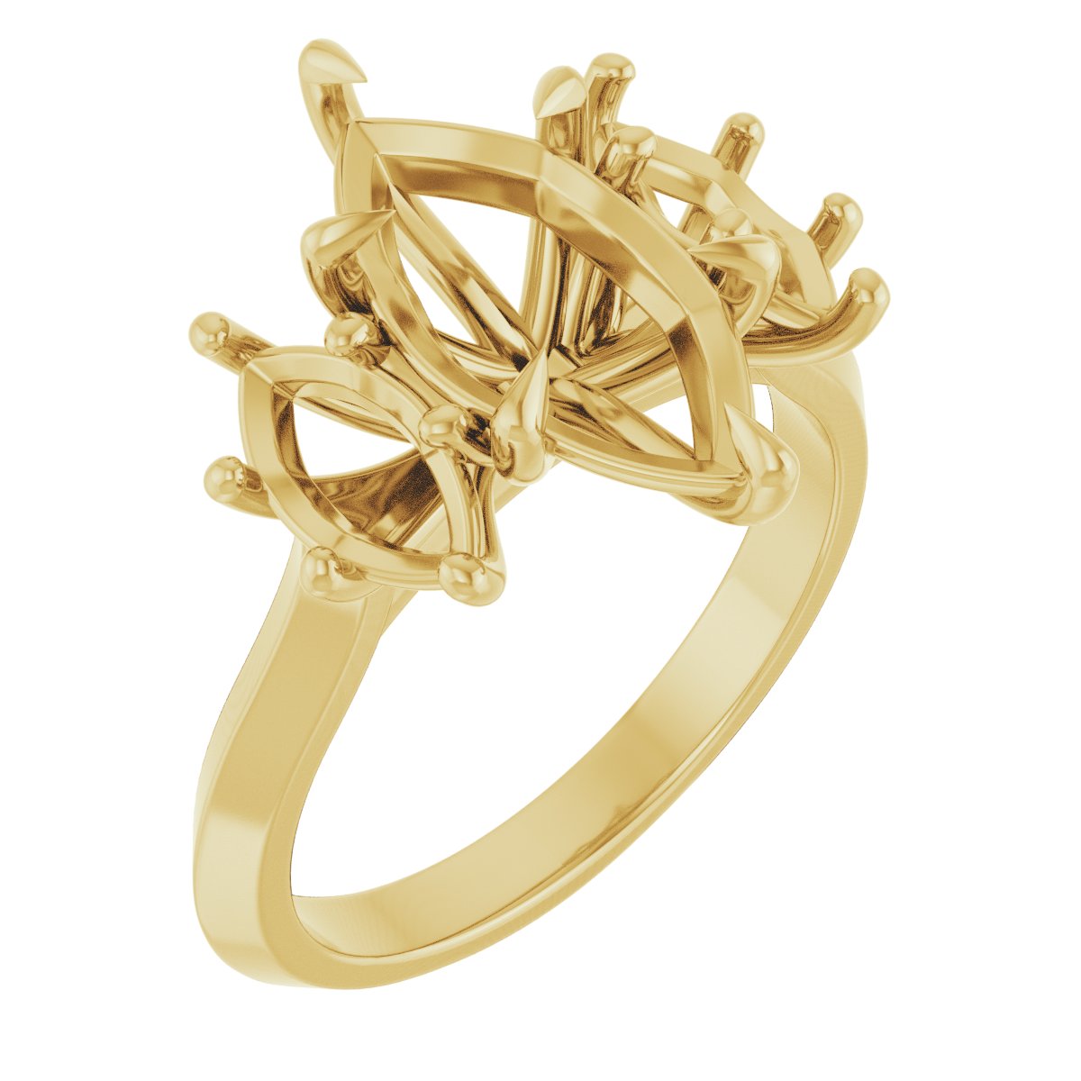 Claw-Prong Three-Stone Engagement Ring