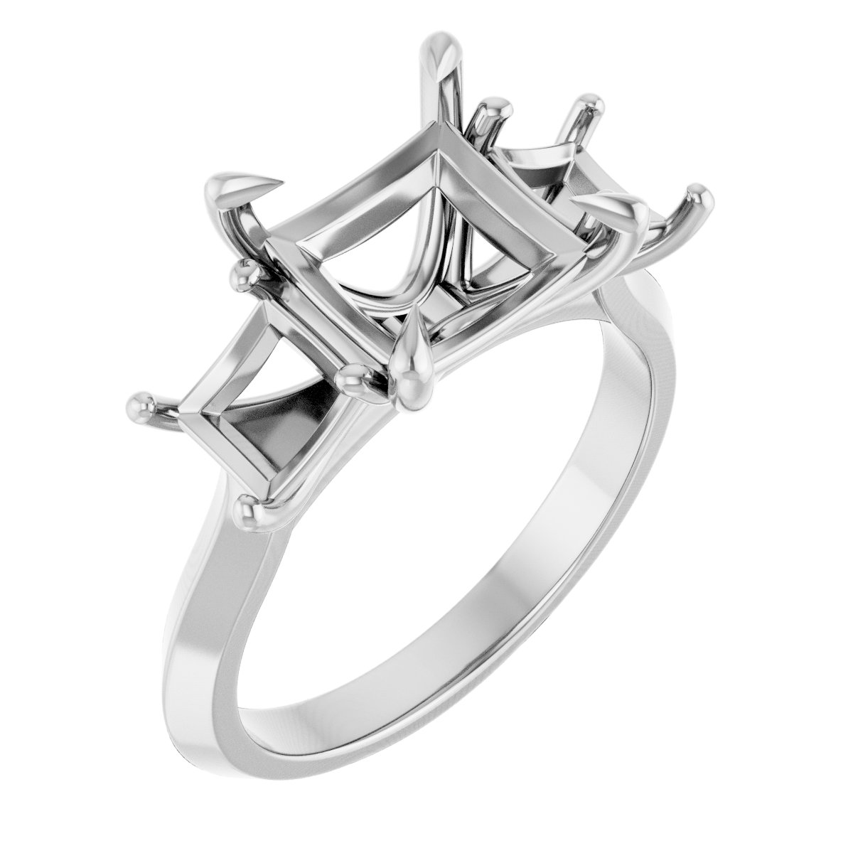 Claw-Prong Three-Stone Engagement Ring