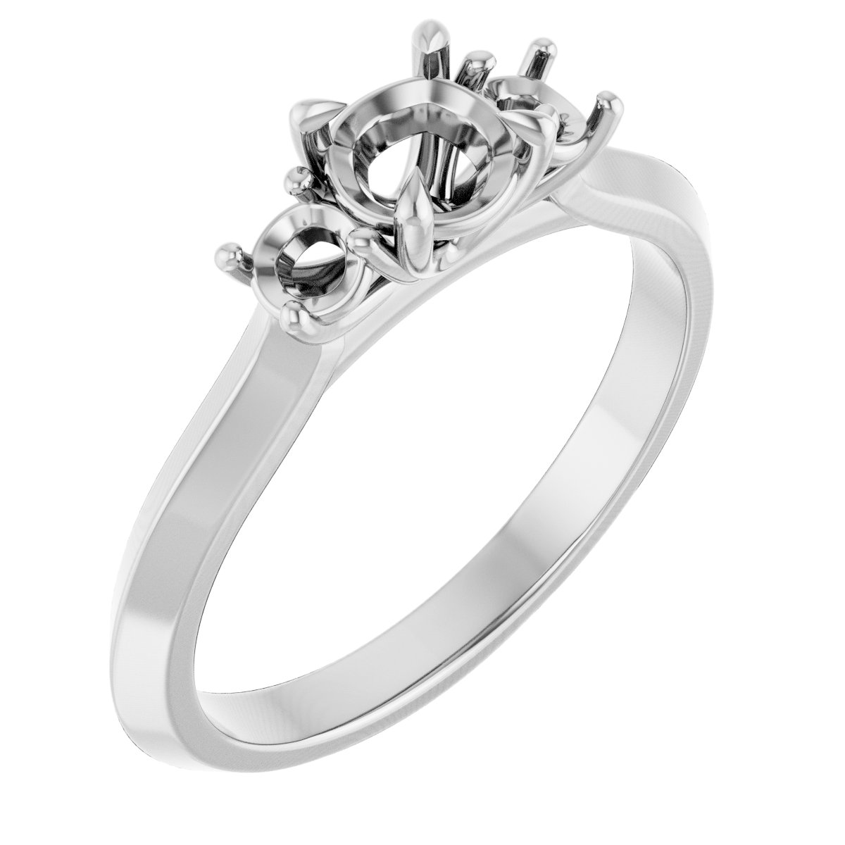 Claw-Prong Three-Stone Engagement Ring