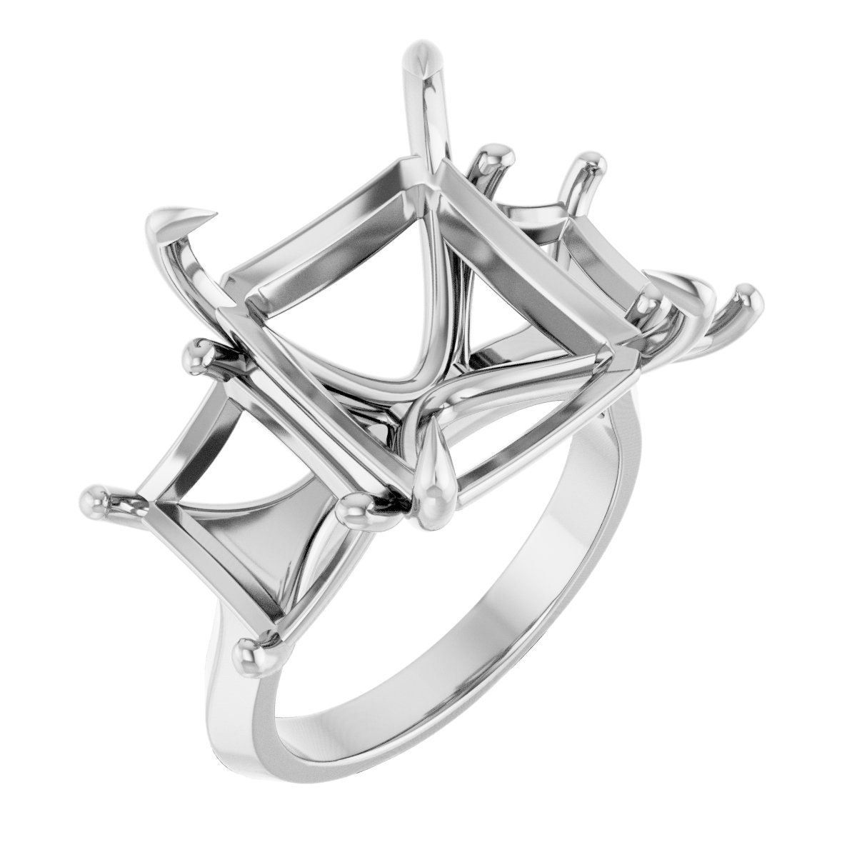 Claw-Prong Three-Stone Engagement Ring