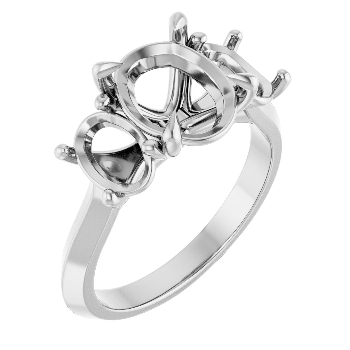 Claw-Prong Three-Stone Engagement Ring