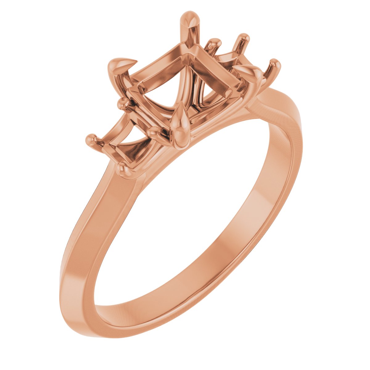 Claw-Prong Three-Stone Engagement Ring