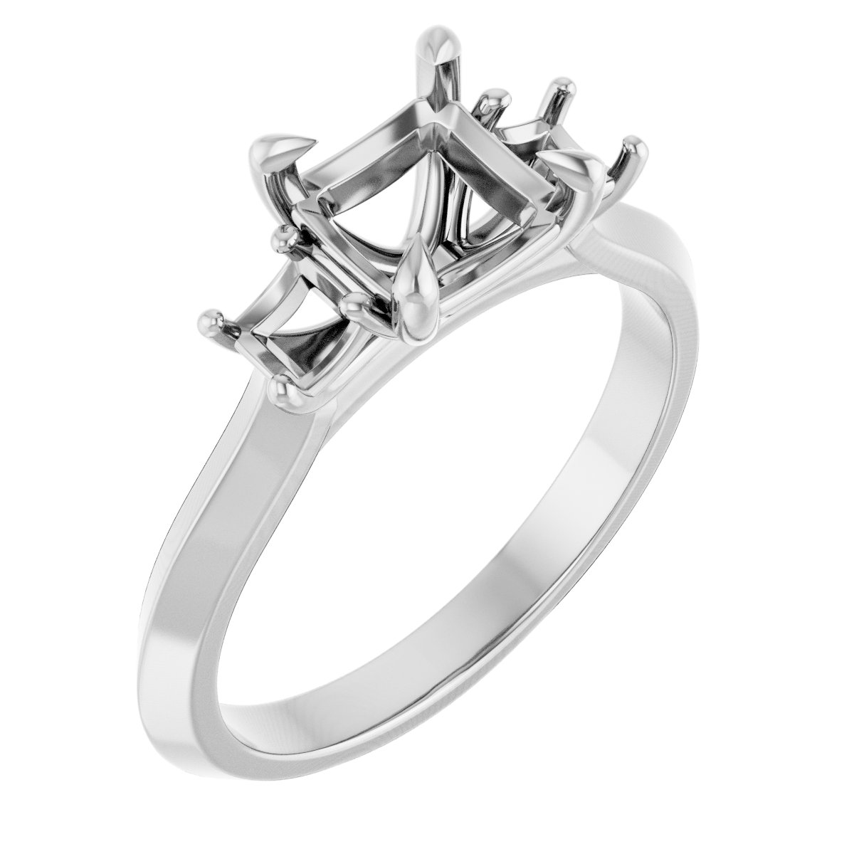 Claw-Prong Three-Stone Engagement Ring