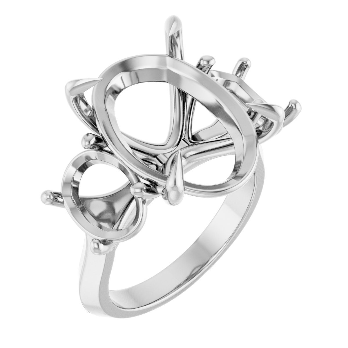 Claw-Prong Three-Stone Engagement Ring