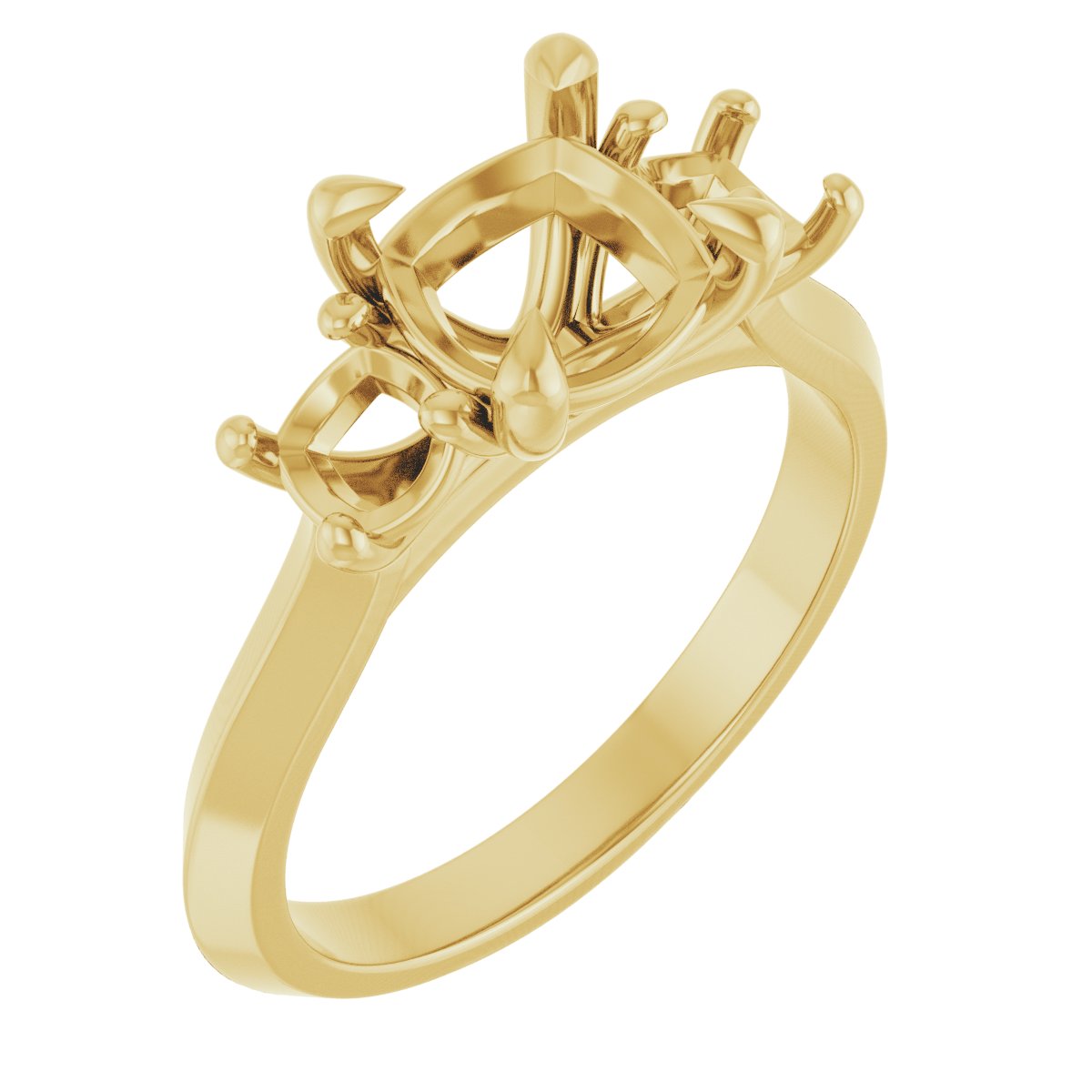 Claw-Prong Three-Stone Engagement Ring