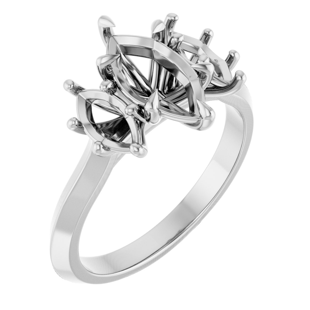 Claw-Prong Three-Stone Engagement Ring