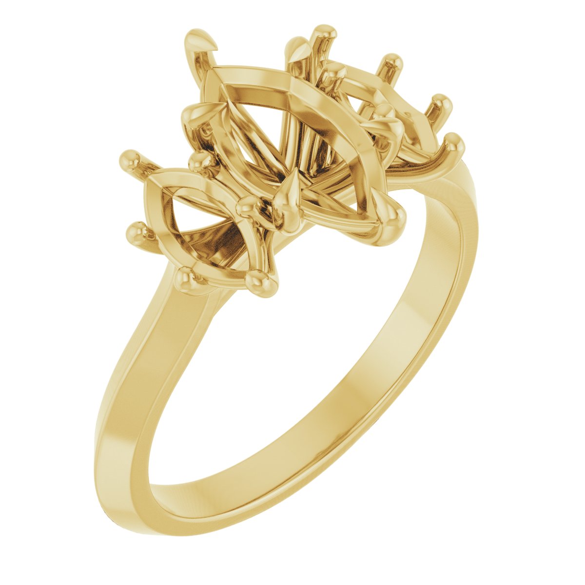 Claw-Prong Three-Stone Engagement Ring