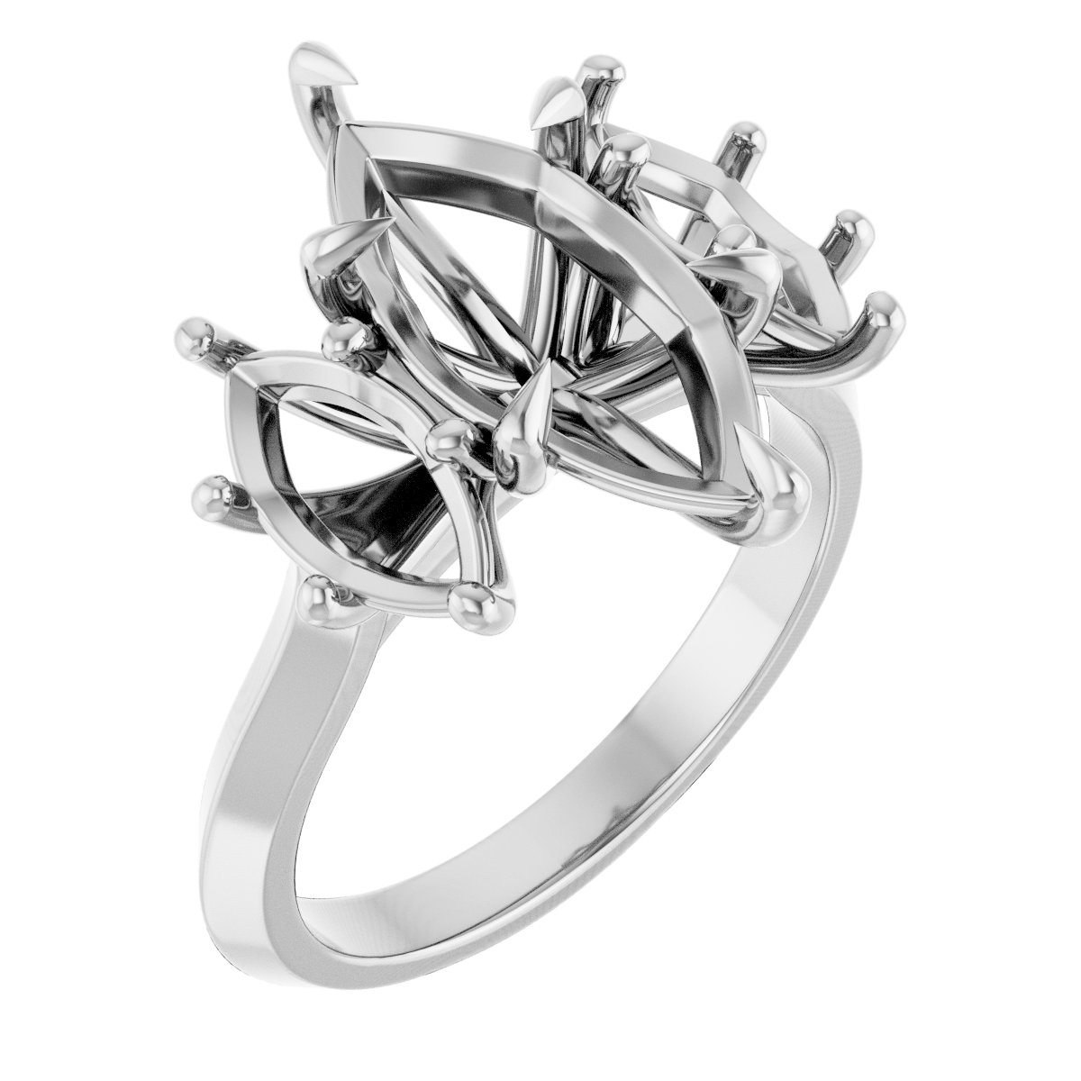 Claw-Prong Three-Stone Engagement Ring