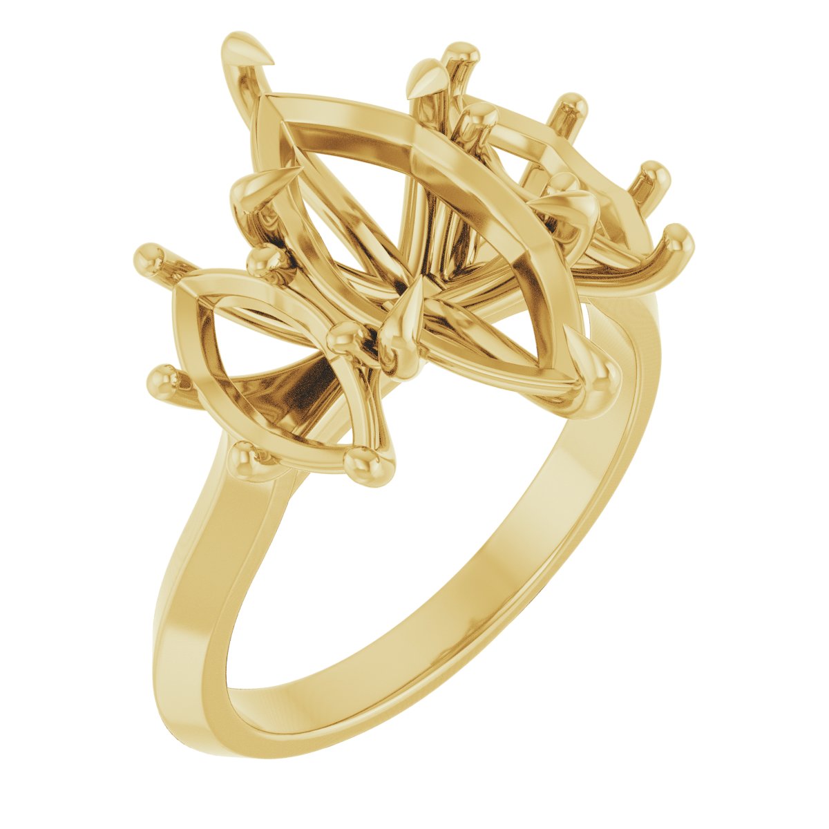 Claw-Prong Three-Stone Engagement Ring