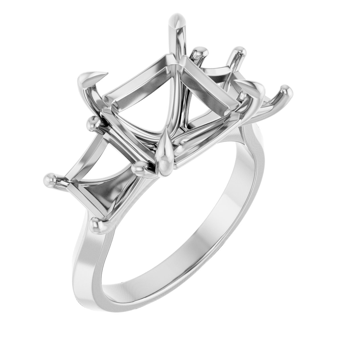 Claw-Prong Three-Stone Engagement Ring