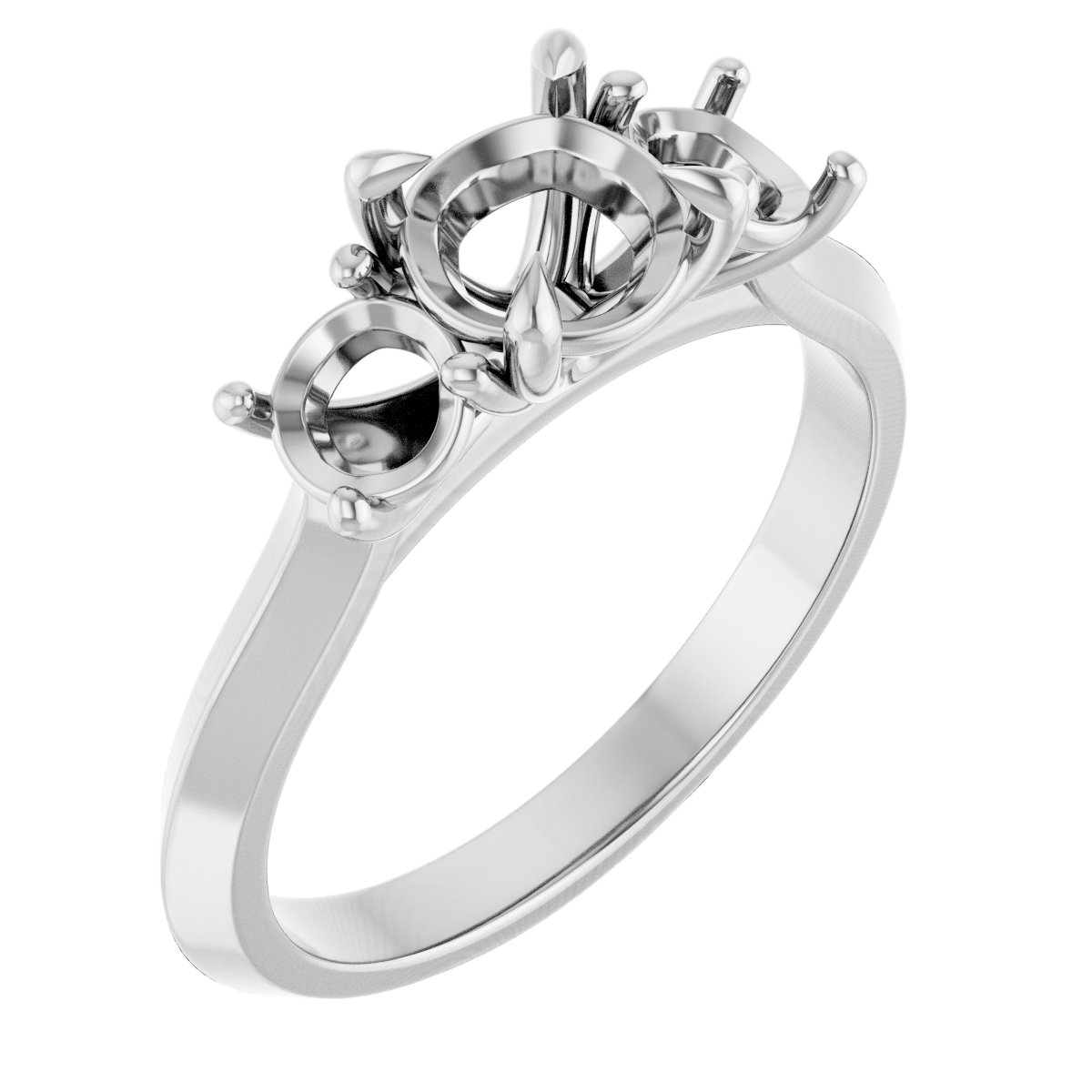 Claw-Prong Three-Stone Engagement Ring