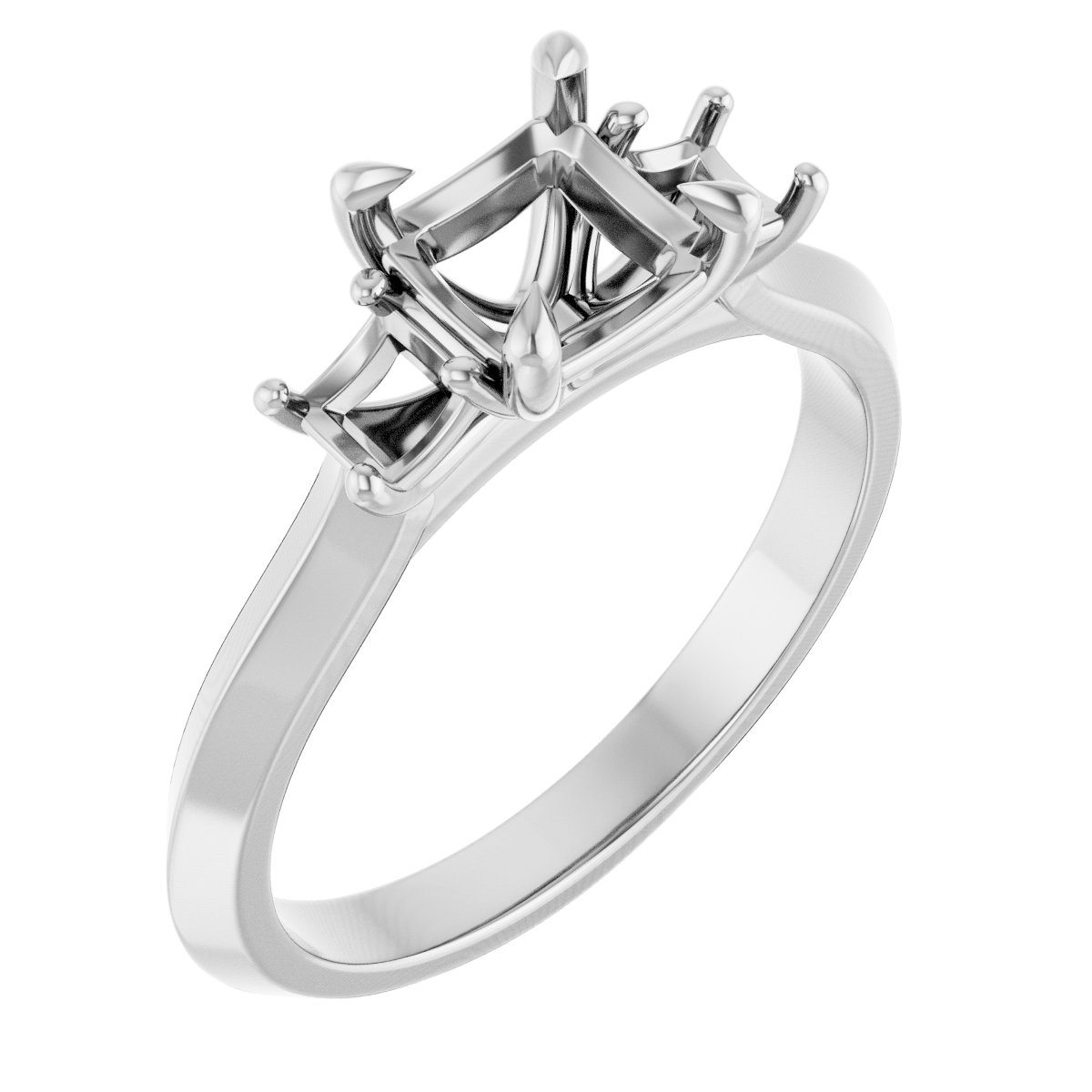 Claw-Prong Three-Stone Engagement Ring