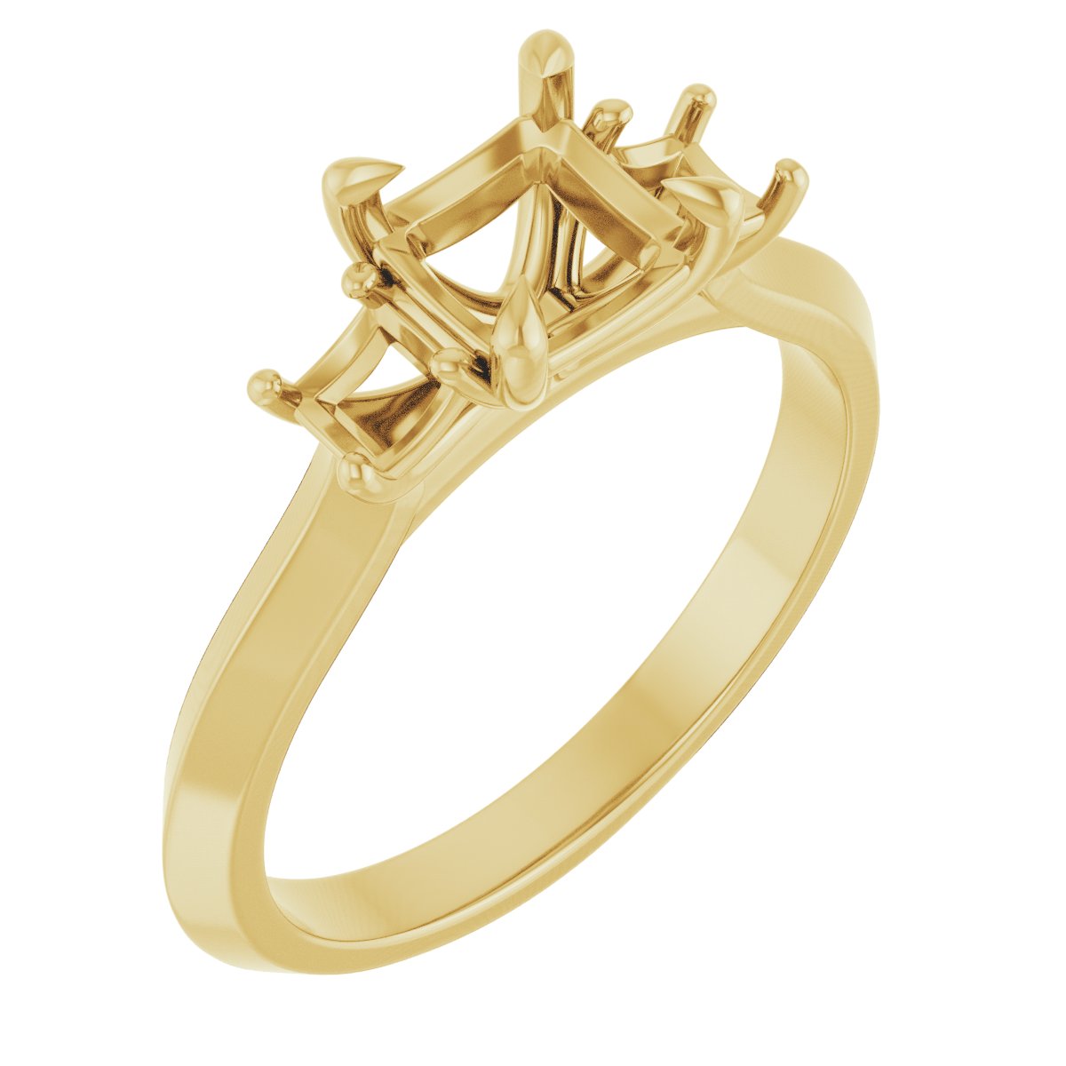 Claw-Prong Three-Stone Engagement Ring