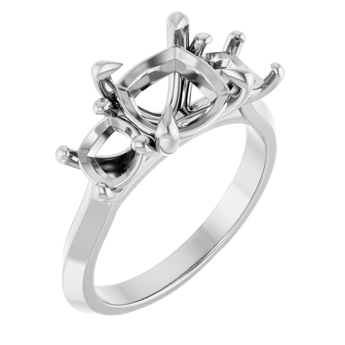 Claw-Prong Three-Stone Engagement Ring
