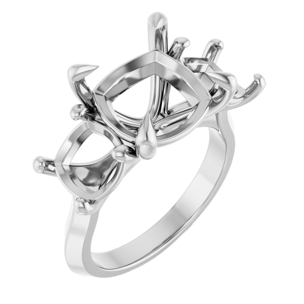 Claw-Prong Three-Stone Engagement Ring