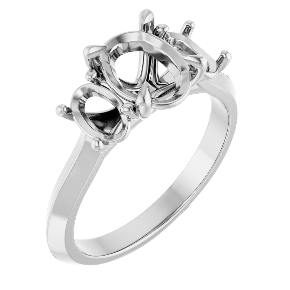 Claw-Prong Three-Stone Engagement Ring