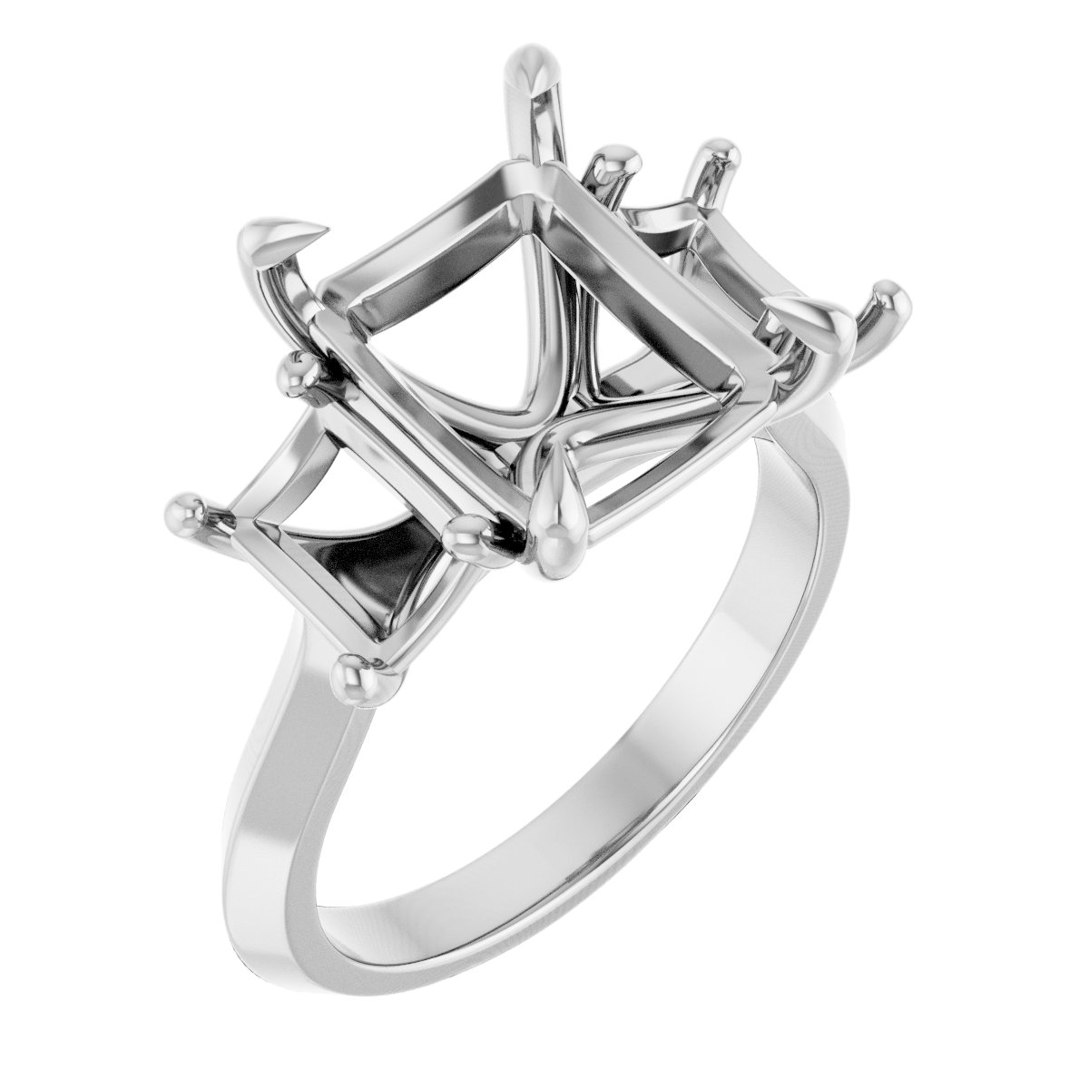 Claw-Prong Three-Stone Engagement Ring