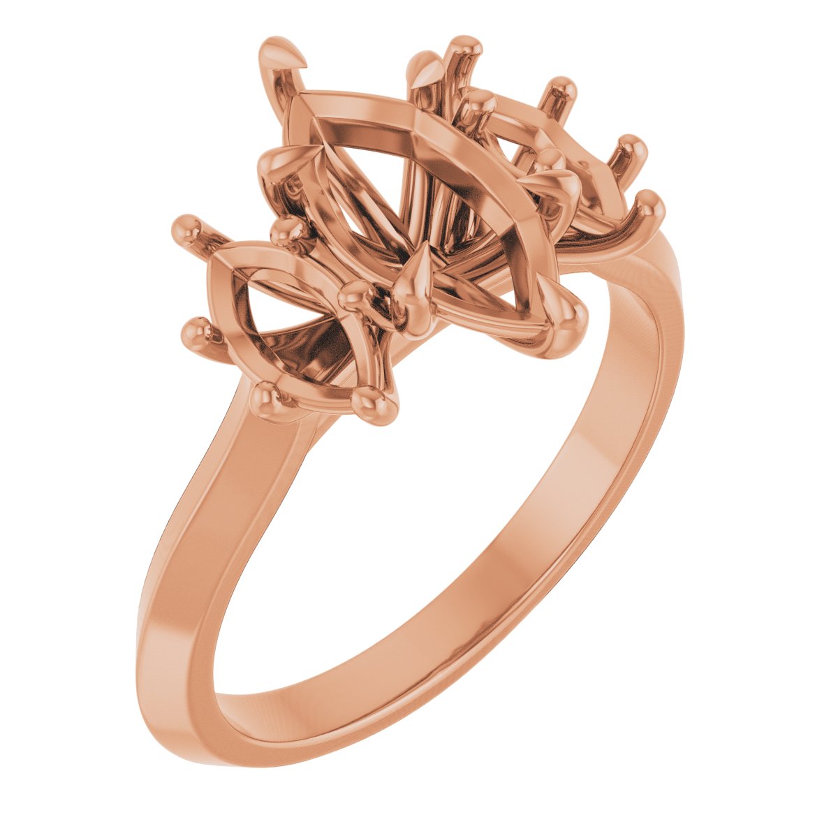 Claw-Prong Three-Stone Engagement Ring