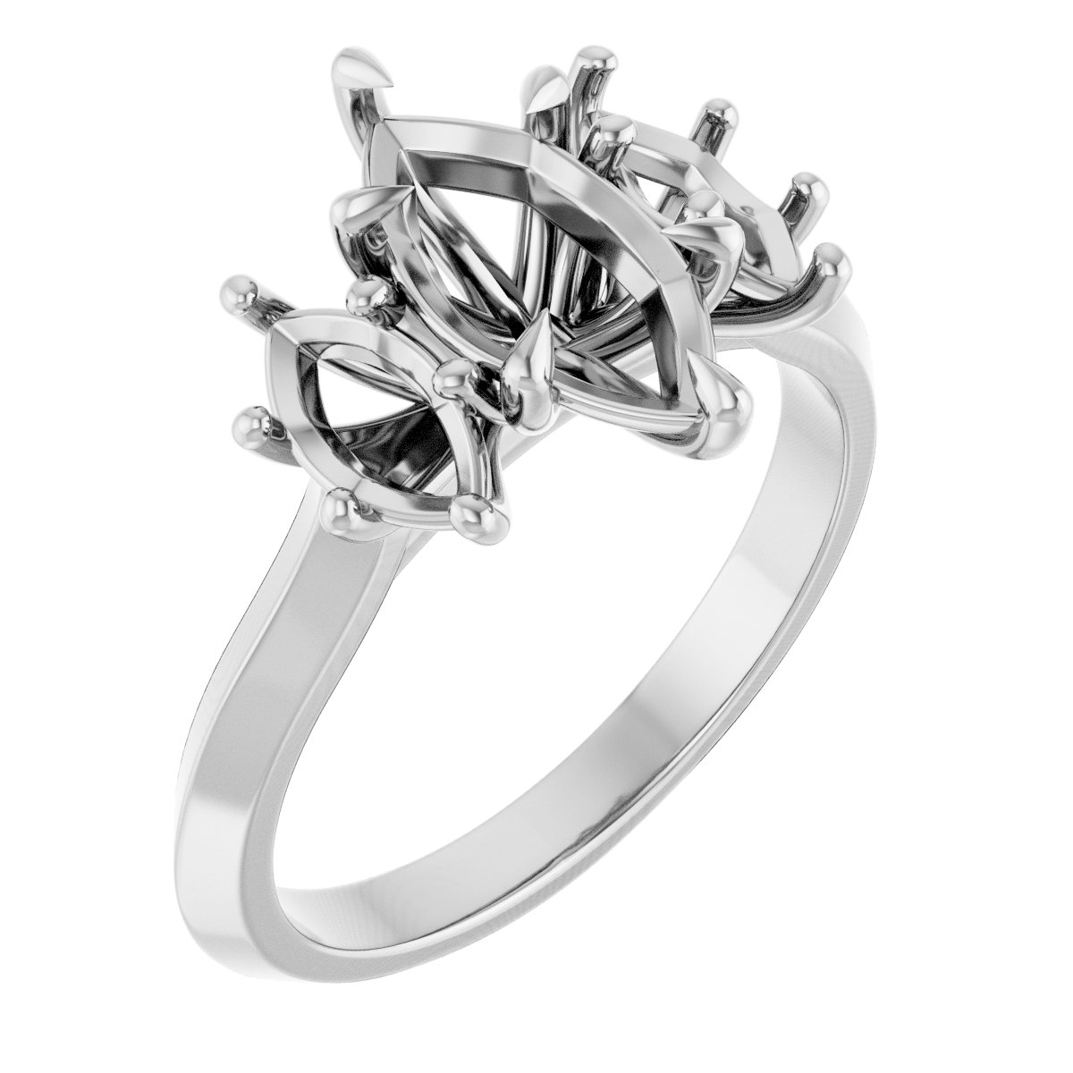 Claw-Prong Three-Stone Engagement Ring