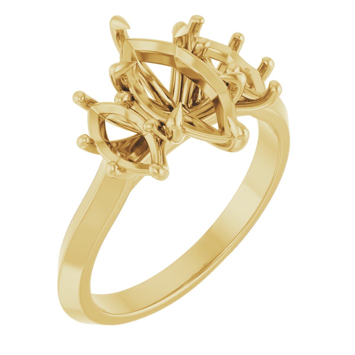 Claw-Prong Three-Stone Engagement Ring