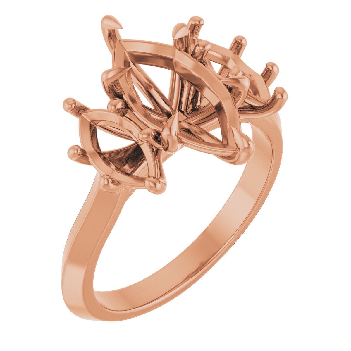 Claw-Prong Three-Stone Engagement Ring