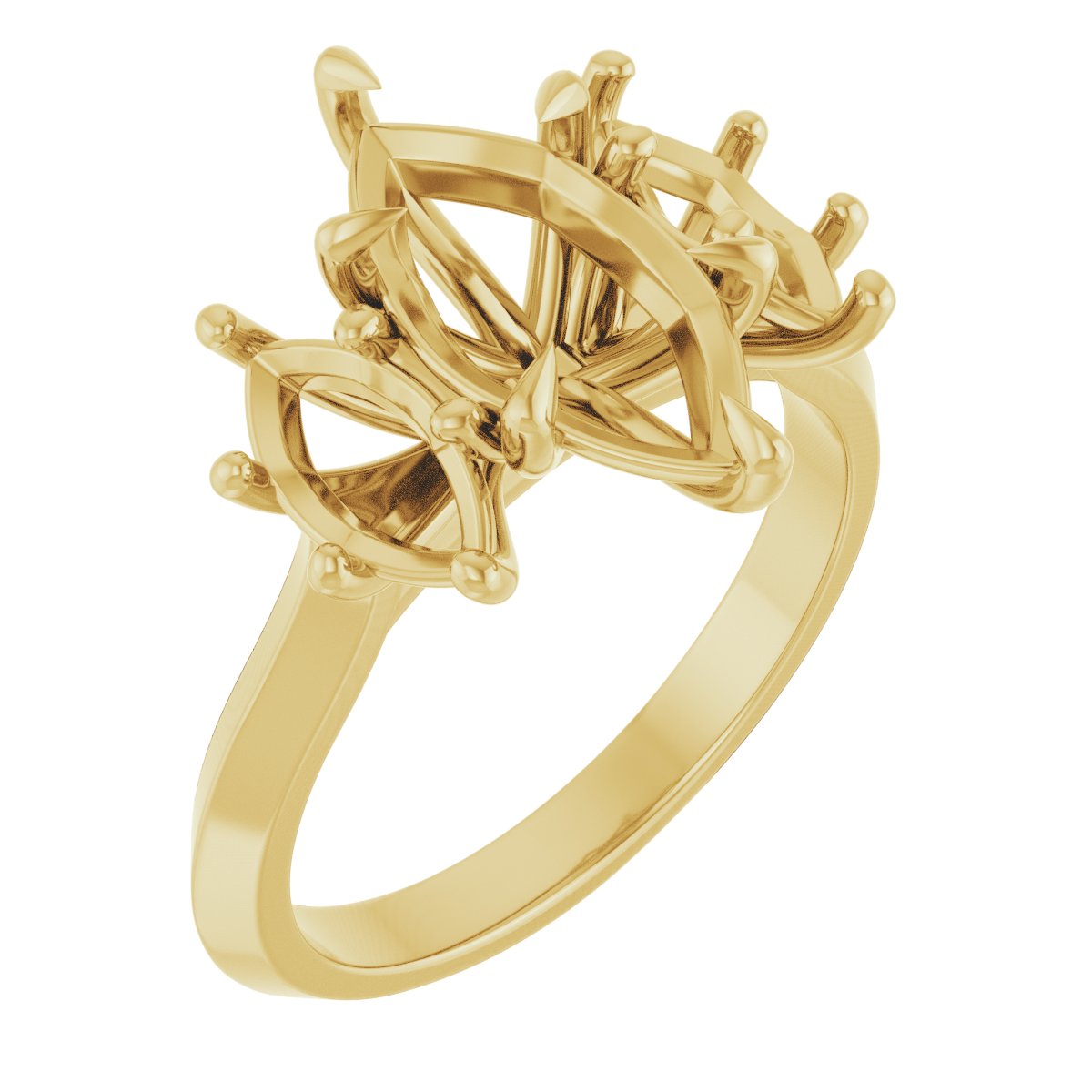 Claw-Prong Three-Stone Engagement Ring