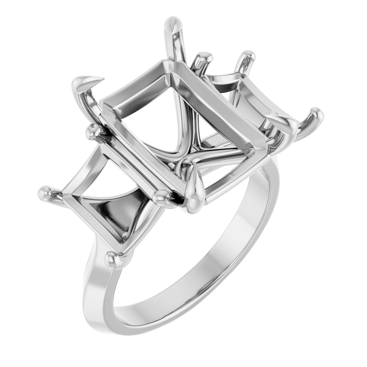 Claw-Prong Three-Stone Engagement Ring